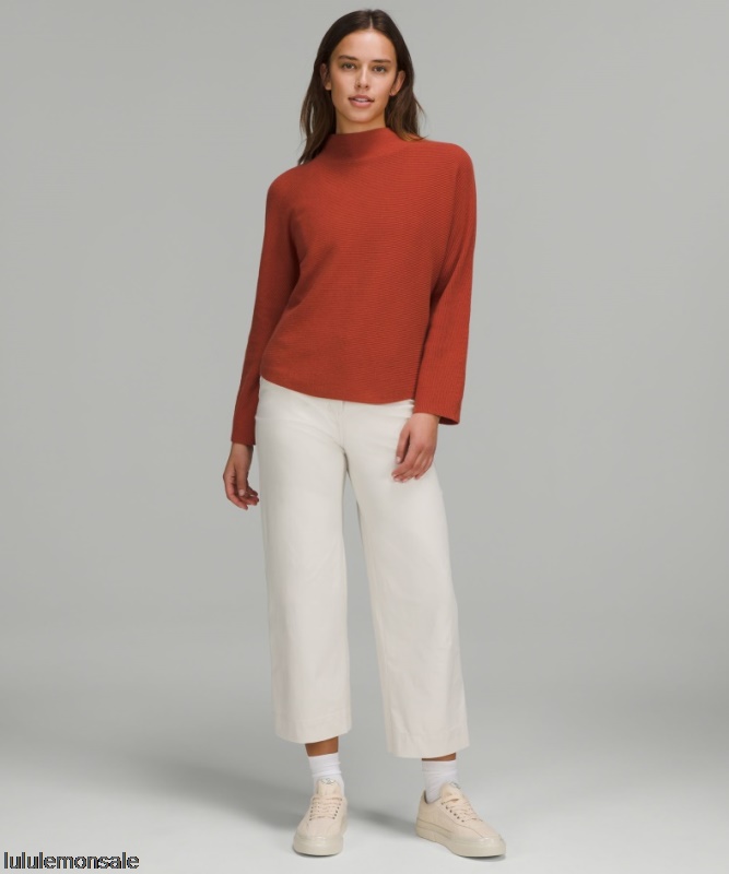 Lululemon Damen DELULU492 | Kastenförmiger Pullover Aus Einer Baumwollmischung Red Rock
